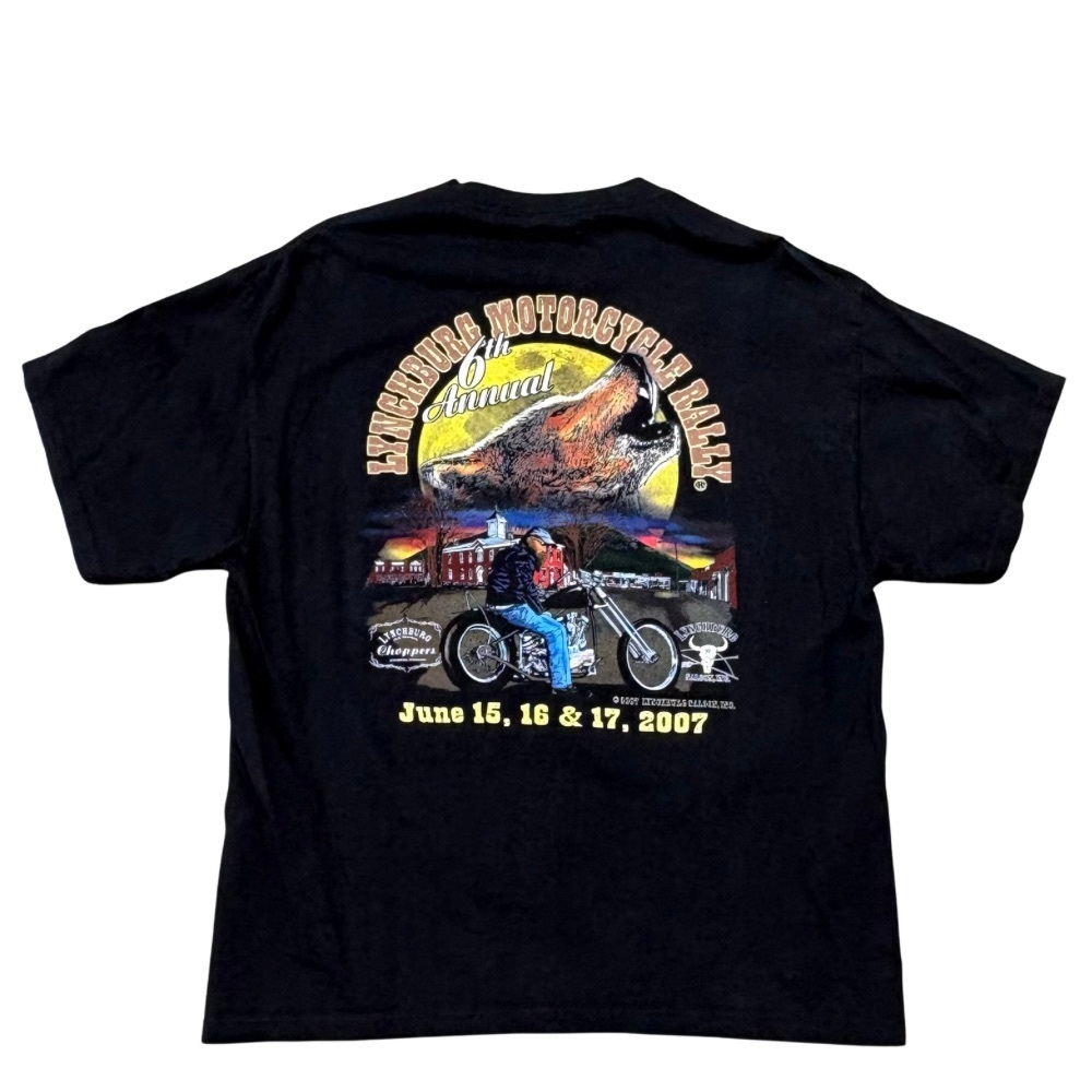 Lynchburg Motorcycle Rally 2007 Jack Daniels T Shirt L Biker Tennessee Tee Black
